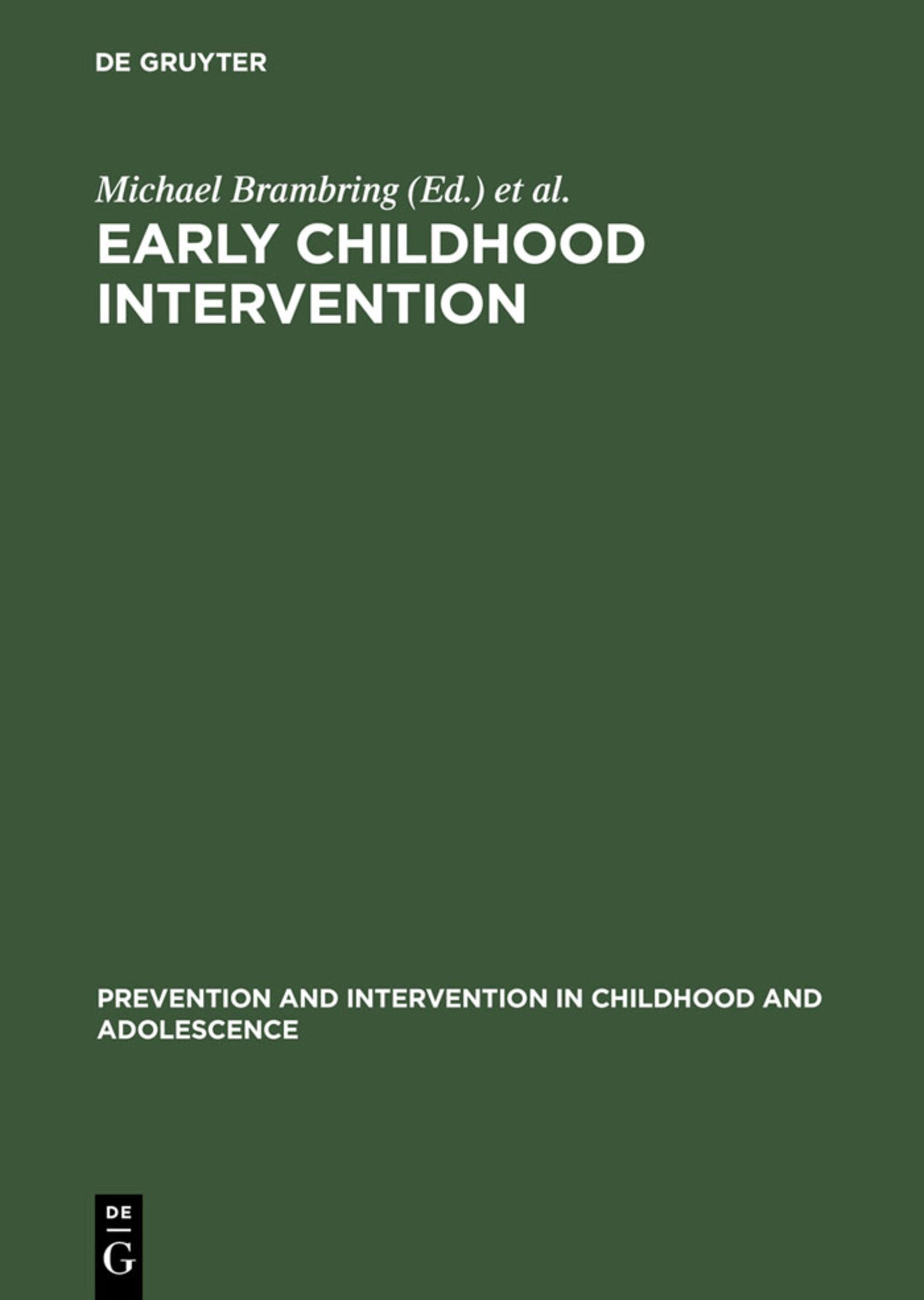 Cover image for Early Childhood Intervention ISBN 9783110154108